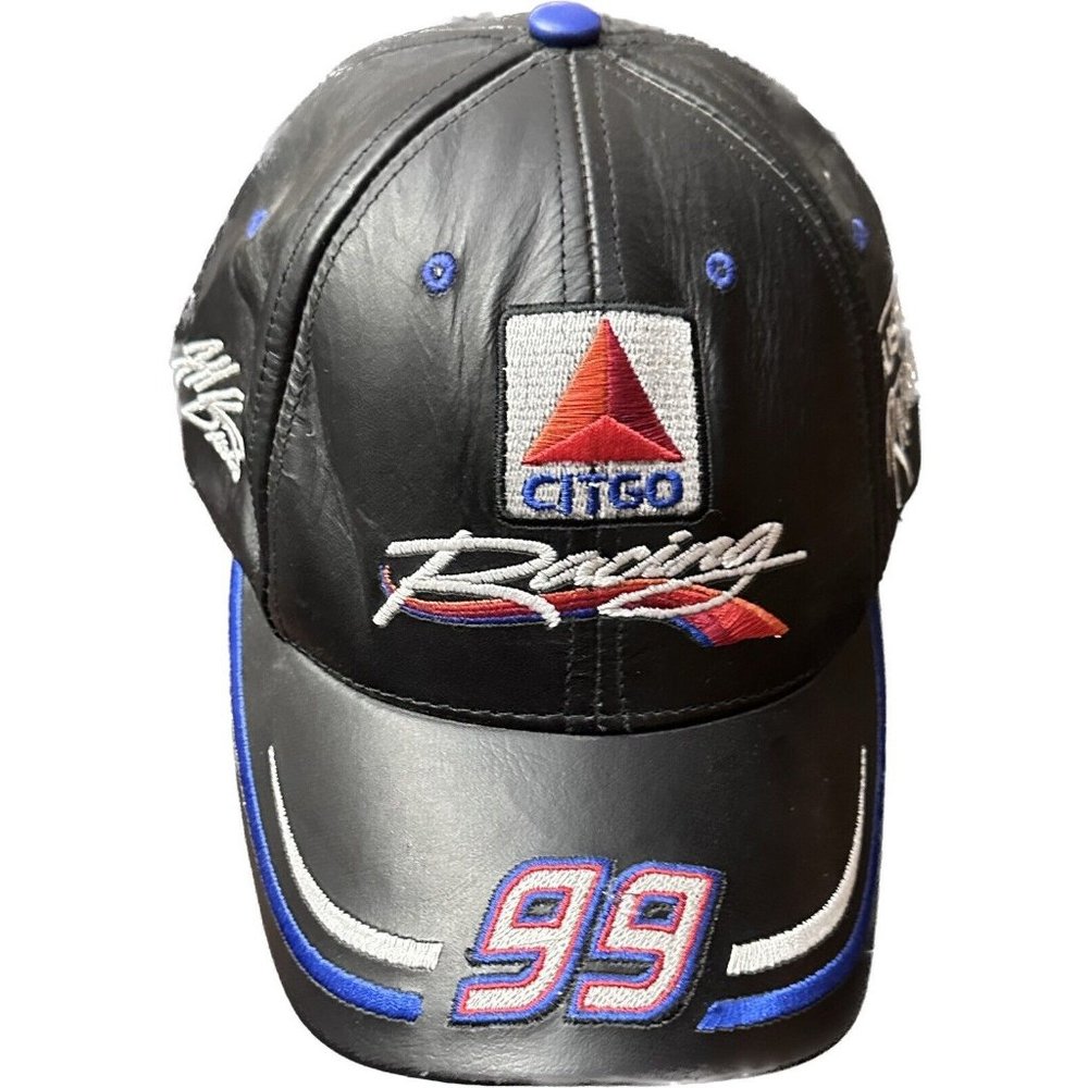 Leather CITCO Roush Racing #99 Nascar Burton Cap Embroidered‎ Logo Black Blue